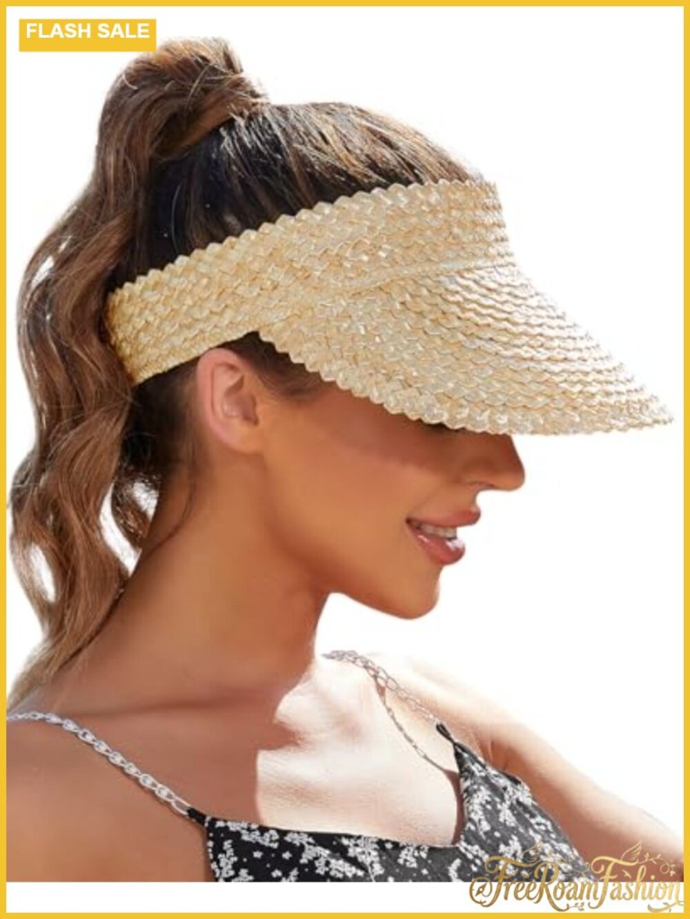 Handmade Woven Wheat Straw Sun Visor Hat Packable Beach Sun Protection